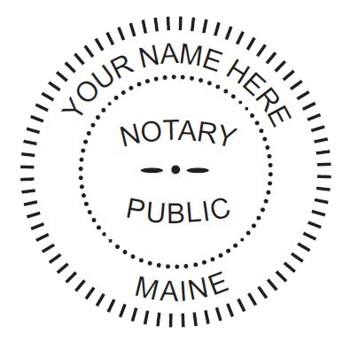 Maine Notary Pocket Seal Embosser, Sample Impression Image, 1.6 Inch Diameter, Circular, Raised